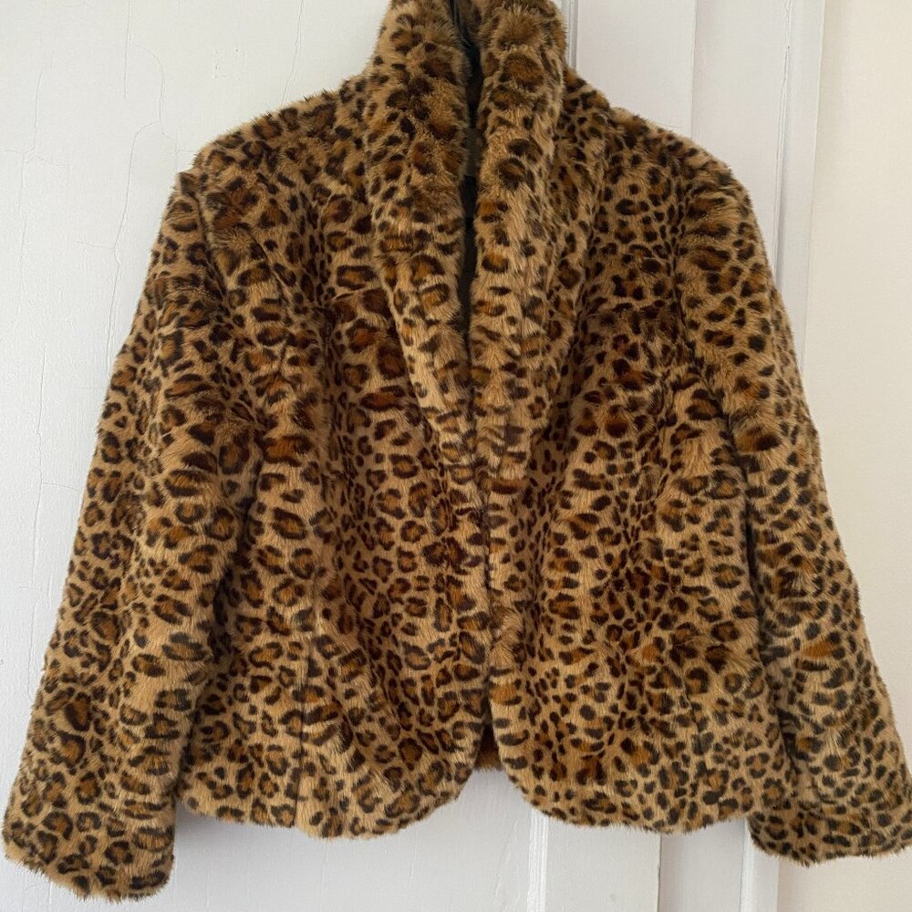Lucky Brand Cropped Faux Fur Cheetah Jacket